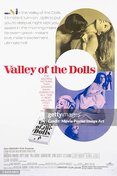 Poster for Mark Robson's 1967 drama 'Valley of the Dolls' starring Barbara Parkins, Patty Duke, Paul Burke, and Sharon Tate.
