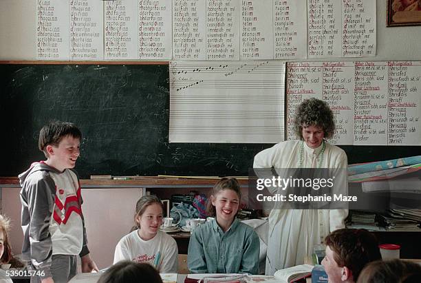 students in class at rural gaelic school - clare stock pictures, royalty-free photos & images