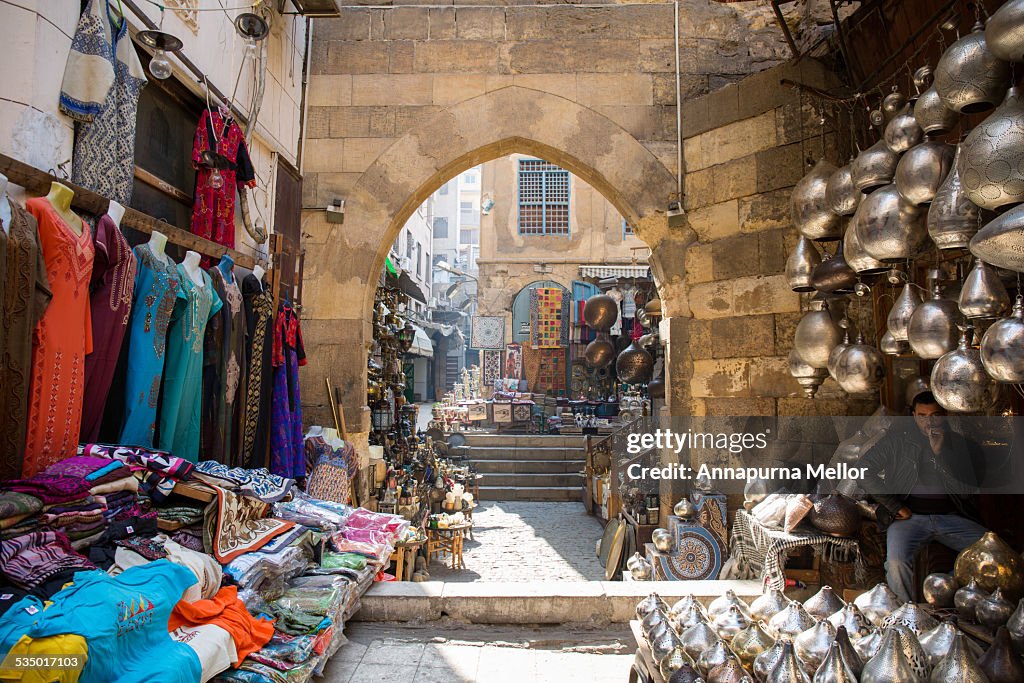 Arches and markets in Islamic Cairo, Egypt