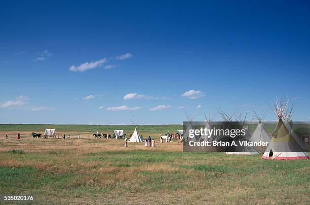 cheyenne settlement on plains - little bighorn battlefield national monument stockfoto's en -beelden