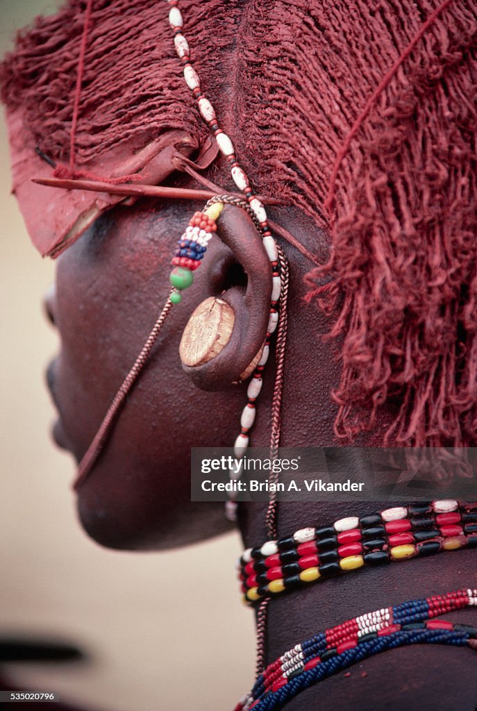 Samburu Warrior Wearing Plug in Earlobe