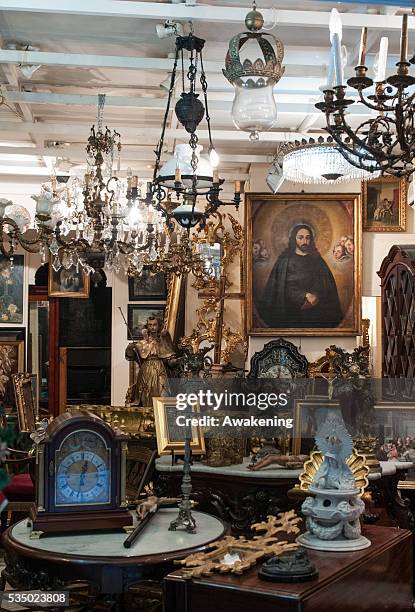 Shop of religious icons in Triana. In this period all the shops are in full activity. During the weeks before Christmas, the churches of the gypsy...