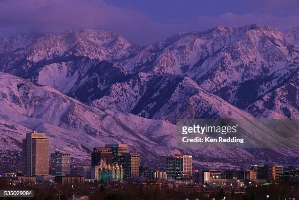 salt lake city and mountains - salt lake city stock pictures, royalty-free photos & images
