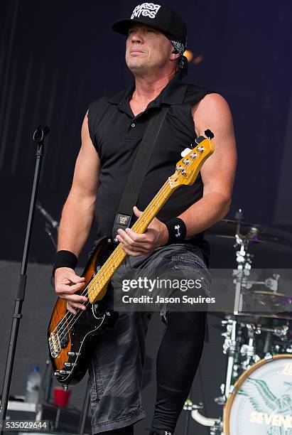 Musician Vince Hornsby of Sevendust performs at Catch The Fever Festival Grounds on May 28, 2016 in Pryor, Oklahoma.