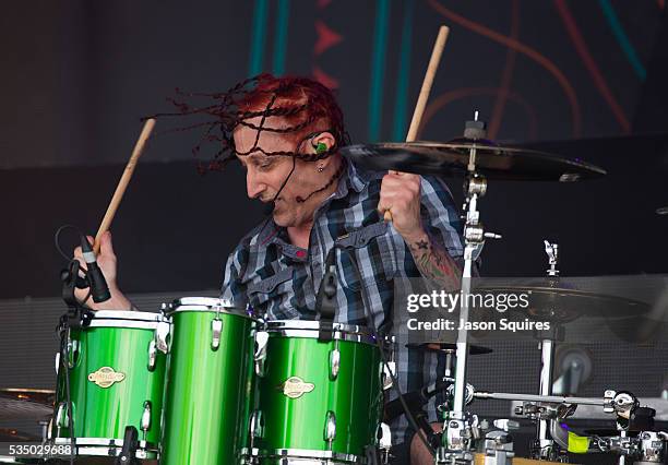 Musician Morgan Rose of Sevendust performs at Catch The Fever Festival Grounds on May 28, 2016 in Pryor, Oklahoma.