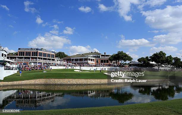 General view of the 18th green during the Third Round of the DEAN & DELUCA Invitational at Colonial Country Club on May 28, 2016 in Fort Worth, Texas.