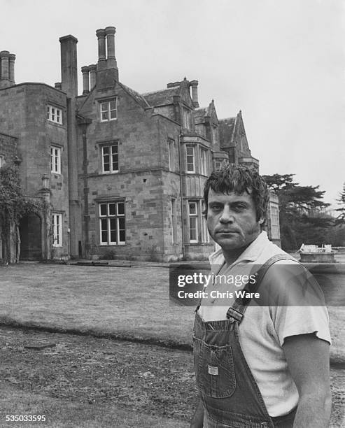 English actor Oliver Reed outside Broome Hall, his country mansion in Surrey, 3rd december 1971.