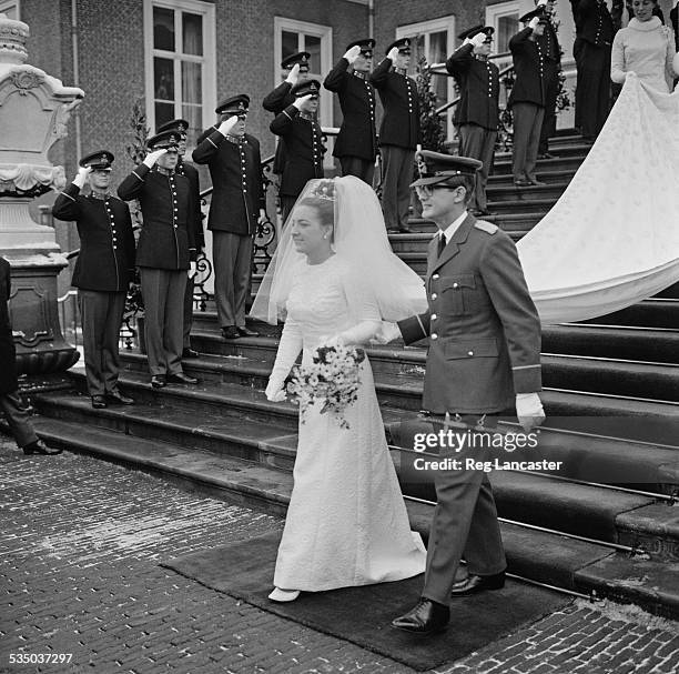 Princess Margriet of the Netherlands marries Pieter van Vollenhoven at the Hague, Netherlands, 10th January 1967.