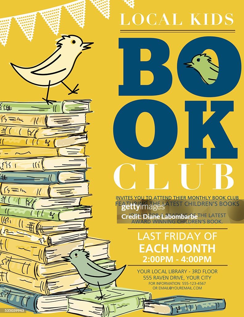 Brilhante estilo Retro crianças Clube do Livro convite-Póster em inglês