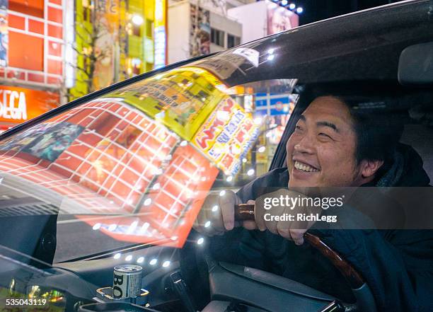 happy japanese driver - driving car front view stock pictures, royalty-free photos & images