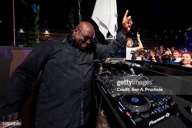 Carl Cox performs at the Red Bull Racing Energy Station at Monte Carlo on May 28, 2016 in Monaco.