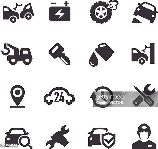 ilustraciones, imágenes clip art, dibujos animados e iconos de stock de servicios de iconos de carretera-serie acme - remolcar