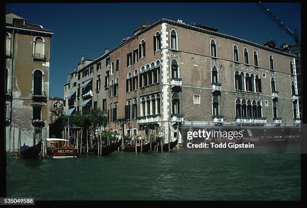 Pligrims to Santa Maria della Salute church march past Hotel Gritti Palace. Participants celebrate a year of good health and Venice's deliverance...