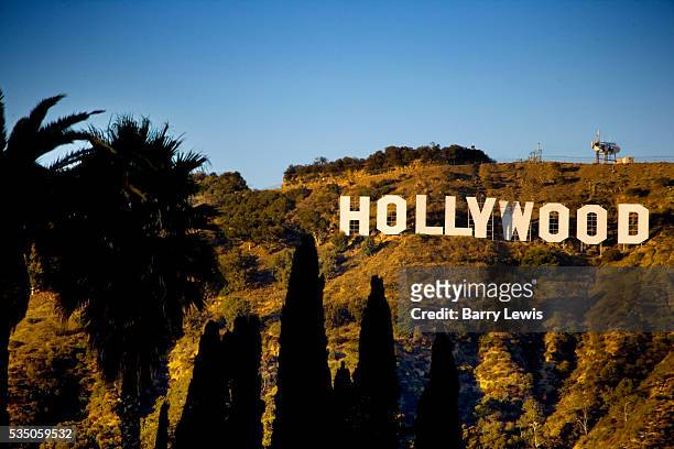 The Hollywood Sign is a famous landmark in the Hollywood area of Los Angeles, California, spelling out the name of the area in 15.2 m high white...