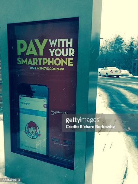 Message Board at a Fast Food Drive Thru Advertising Pay with Phone System. 01/26/15