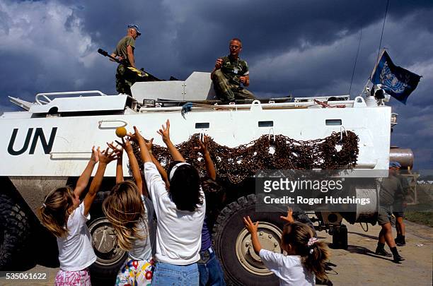 Refugees arriving in Tuzla after escaping from Srebrenica, where between 6000 and 7000 of their fellow moslems were murdered by Serbian forces