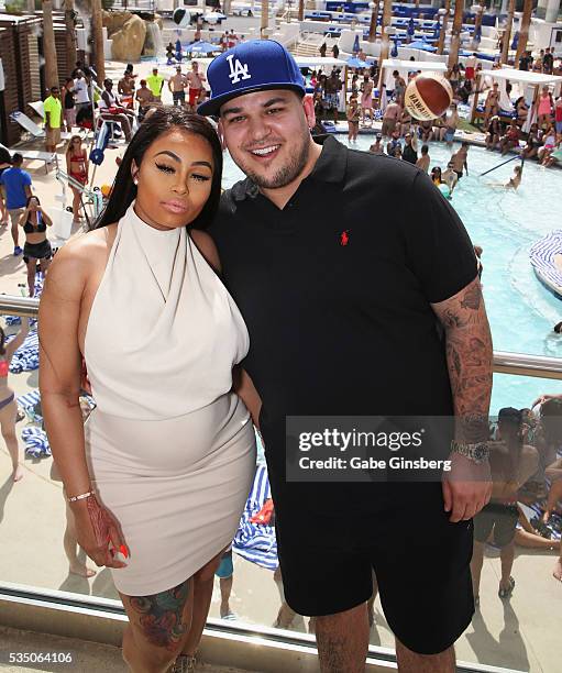 Model Blac Chyna and television personality Rob Kardashian attend the Sky Beach Club at the Tropicana Las Vegas on May 28, 2016 in Las Vegas, Nevada.