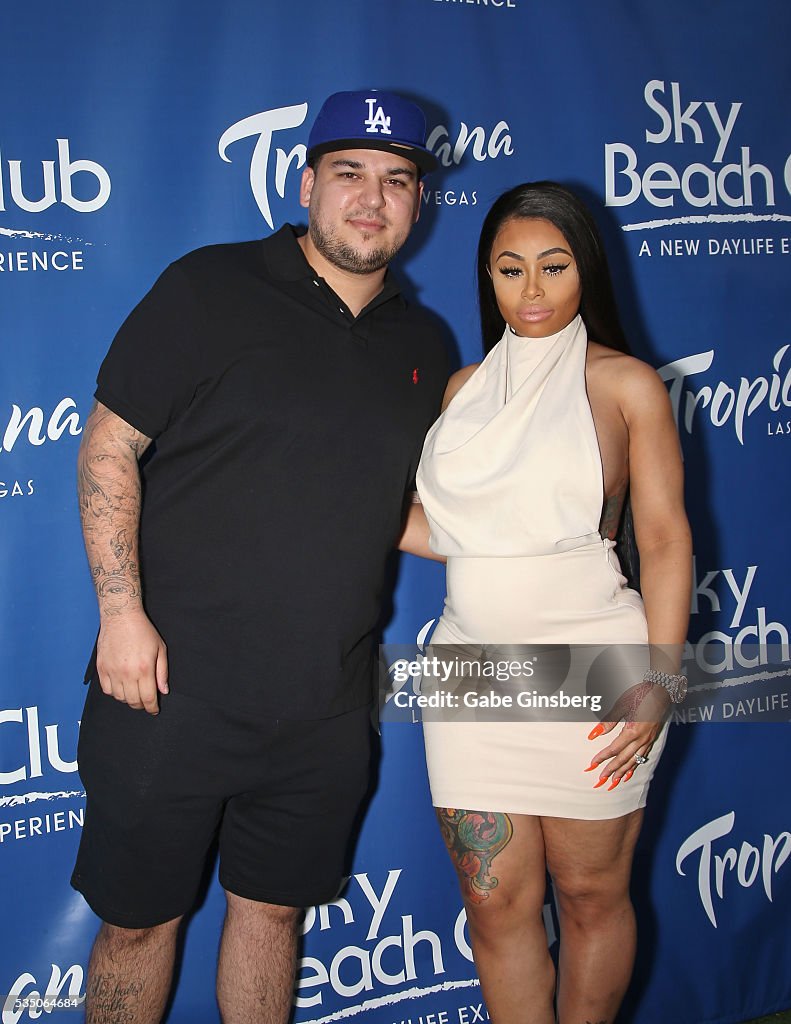 Rob Kardashian And Blac Chyna At Sky Beach Club