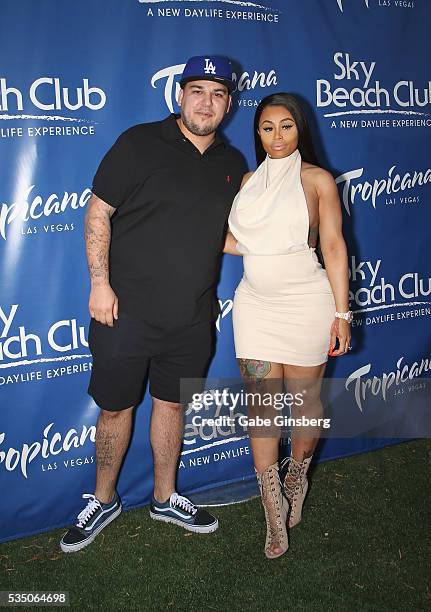 Television personality Rob Kardashian and model Blac Chyna attend the Sky Beach Club at the Tropicana Las Vegas on May 28, 2016 in Las Vegas, Nevada.