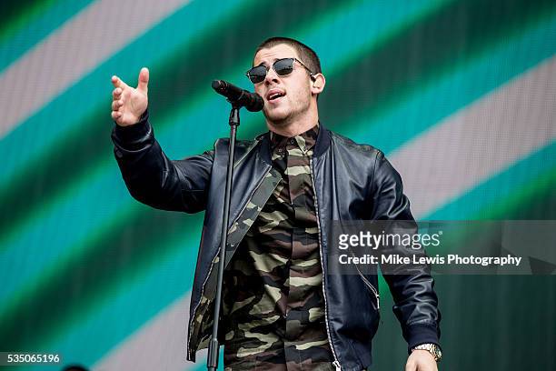 Nick Jonas performs at Powderham Castle on May 28, 2016 in Exeter, England.