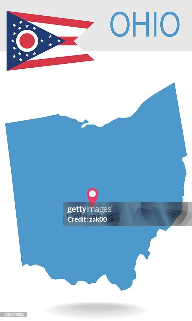 USA state Of Ohio's map and Flag