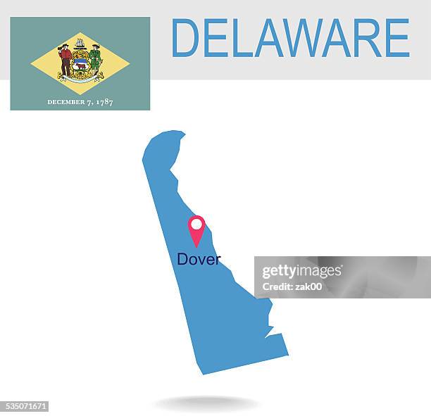 ilustrações de stock, clip art, desenhos animados e ícones de eua estado de delaware de mapa e a bandeira - delaware