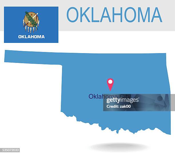 usa state of oklahoma's map and flag - oklahoma state flag stock illustrations