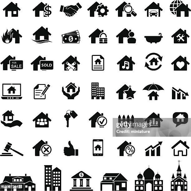 real estate icons - property boundary stock illustrations