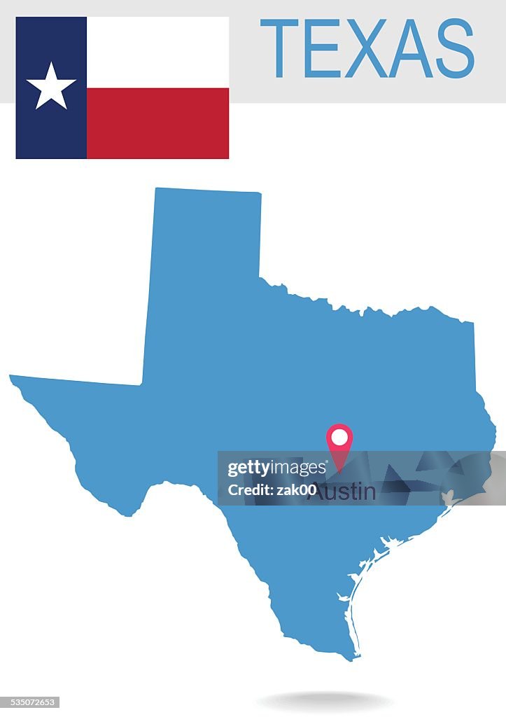 USA state Of Texas's map and Flag