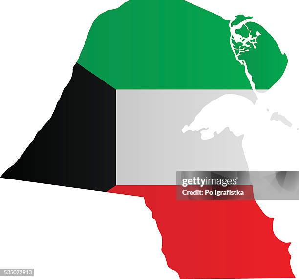 ilustrações, clipart, desenhos animados e ícones de bandeira de design de mapa do kuwait - kuwaiti flag