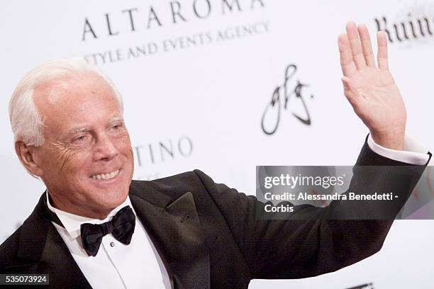 Giorgio Armani arrives at the Valentino's gala dinner held at Villa Borghese in Rome.