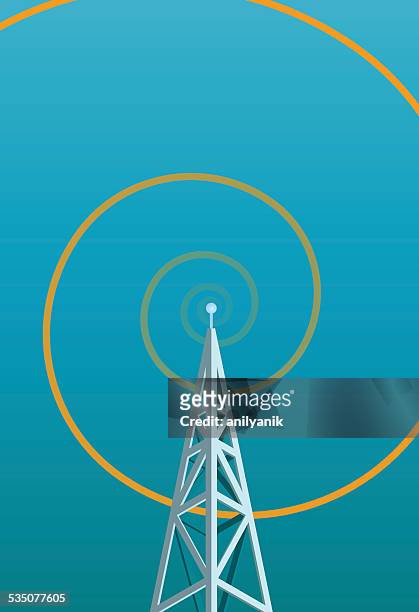 illustrazioni stock, clip art, cartoni animati e icone di tendenza di torre della radio w/forma a spirale - anilyanik