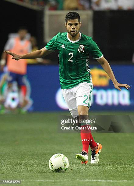 Nestor Araujo of Mexico controls the ball during the International Friendly between Mexico and Paraguay at Georgia Dome on May 28, 2016 in Atlanta,...