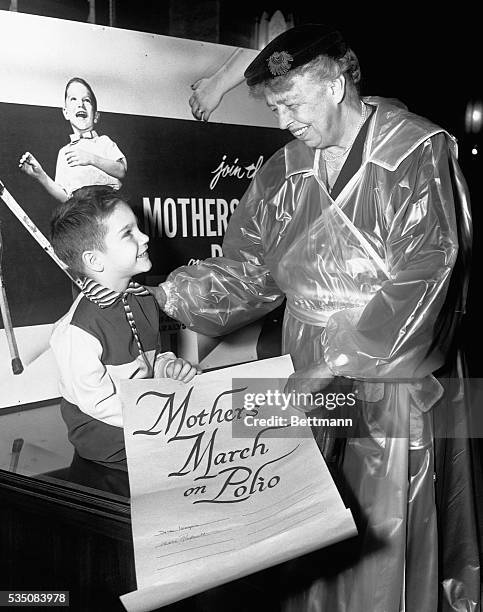 The Mothers' March on polio was inaugurated December 10, 1953 by Eleanor Roosevelt in ceremonies at the Commercial State Bank and Trust Co. Holding...