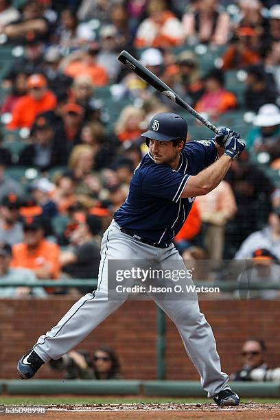 Brett Wallace of the San Diego Padres at bat against the San Francisco Giants during the second inning at AT&T Park on May 25, 2016 in San Francisco,...