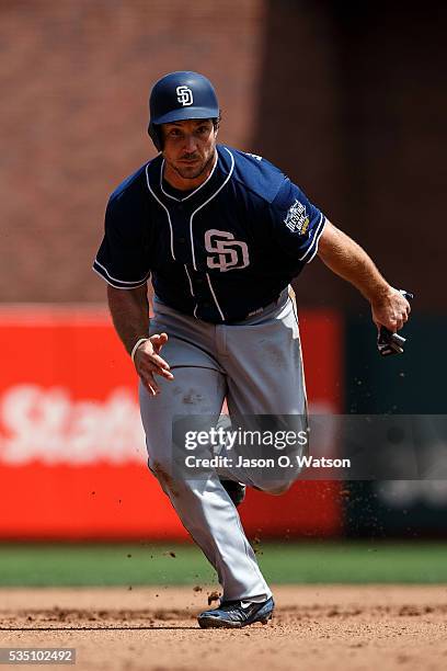 Brett Wallace of the San Diego Padres runs to third base against the San Francisco Giants during the seventh inning at AT&T Park on May 25, 2016 in...