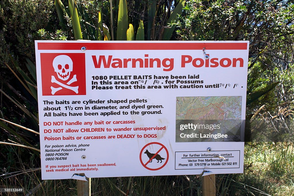 Warning Poison 1080 Sign (Sodium fluoroacetate)