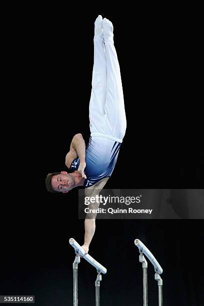 Luke Wadsworth of Victoria competes on the parrallel bars during the 2016 Australian Gymnastics Championships at Hisense Arena on May 297, 2016 in...