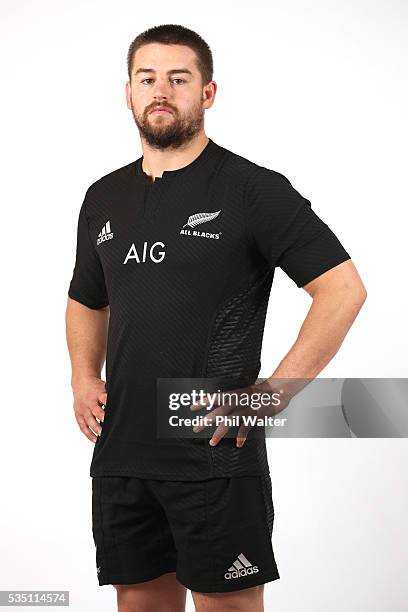 Dane Coles of the All Blacks poses for a portrait during a New Zealand All Black portrait session on May 29, 2016 in Auckland, New Zealand.