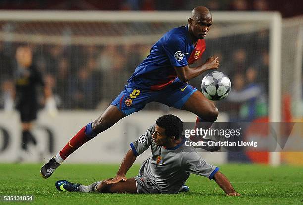 Samuel Eto'o during the 2008-2009 UEFA Champions League soccer match between FC Barcelona vs. FC Basel. | Location: Barcelona.