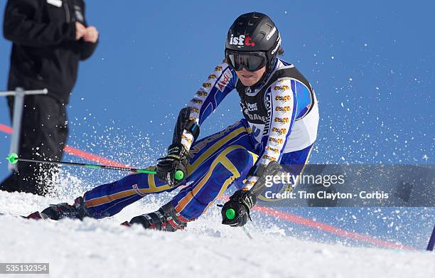 Carl Filip Oester, Sweden, in action during the Men's Giant Slalom competition at Coronet Peak, New Zealand during the Winter Games. Queenstown, New...