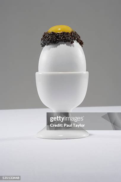 gourmet egg served with caviar - kaviar stock-fotos und bilder