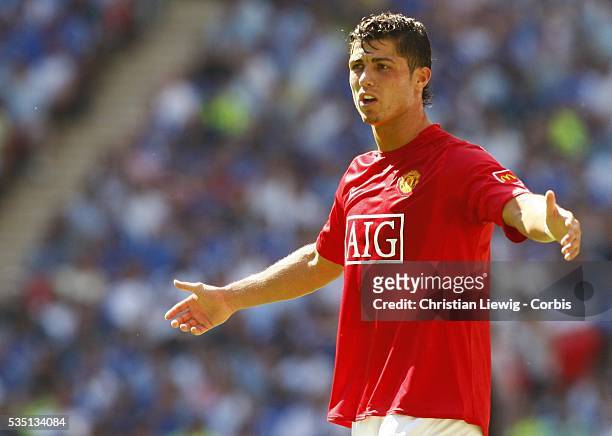 Cristiano Ronaldo of Manchester Utd during the 2007 Community Shield match between Chelsea and Manchester United at Wembley Stadium in London, United...