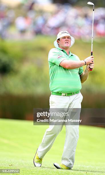 Jarrod Lyle of Australia during day four of the 2011 Emirates Australian Open at The Lakes Golf Club on November 13, 2011 in Sydney, Australia.