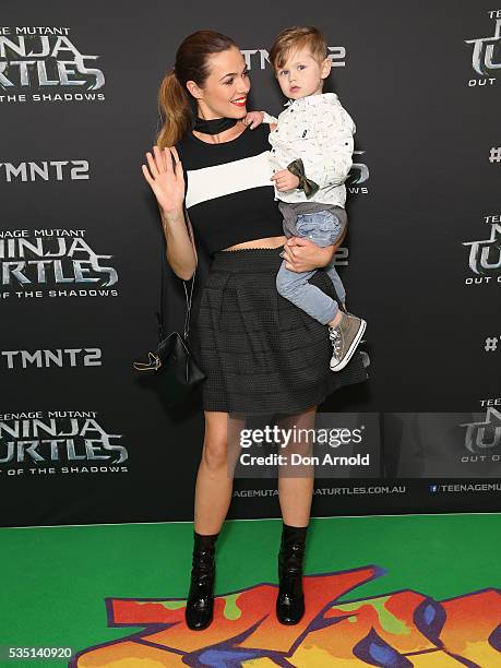 Demi Harman and guest attend the Australian Premiere of Teenage Mutant Ninja Turtles 2 at Event Cinemas George Street on May 29, 2016 in Sydney,...