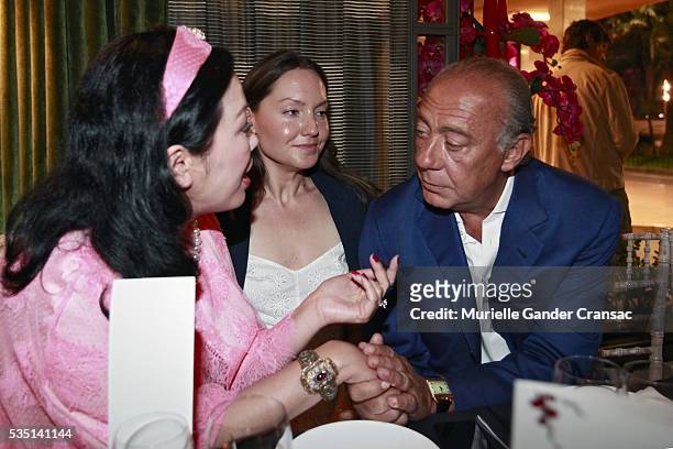 Dilys Chan, Sophie Taylor and Fawaz Gruosi. A Private Dinner In Honor Of Ellen Von Unwerth during The Monaco Grand Prix on May 28, 2016 in...