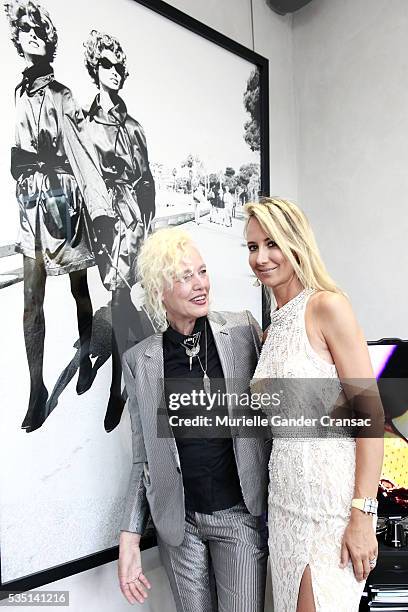 Ellen Von Unwerth and Lady Victoria Hervey. A Private Dinner In Honor Of Ellen Von Unwerth during The Monaco Grand Prix on May 28, 2016 in...