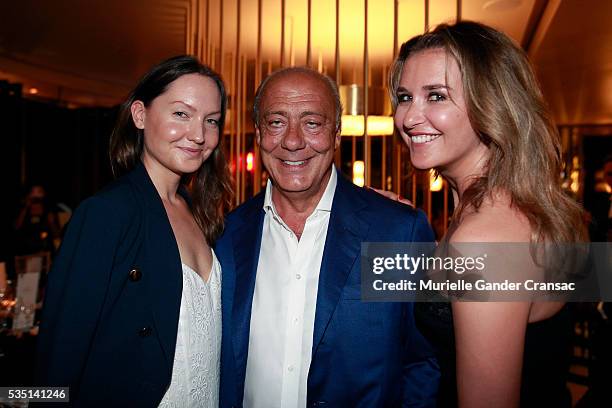Sophie Taylor, Fawaz Gruosi and Safia El Malqui. A Private Dinner In Honor Of Ellen Von Unwerth during The Monaco Grand Prix on May 28, 2016 in...