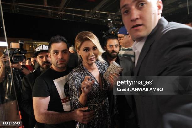 Lebanese singer Nawal Al Zoghbi arrives for the 16th annual Murex d'Or awards ceremony held in Jounieh, north of Beirut on May 28, 2016.