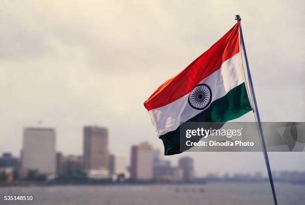 bombay skyline in india. - india flag stock pictures, royalty-free photos & images